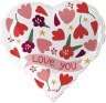 Шар (18''/46 см) Сердце, Love you (цветочки) - в магазине «ШарикClub»