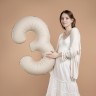 Шар (40''/102 см) Цифра, 3 Slim, Кремовый Латте, Матовый - в магазине «ШарикClub»
