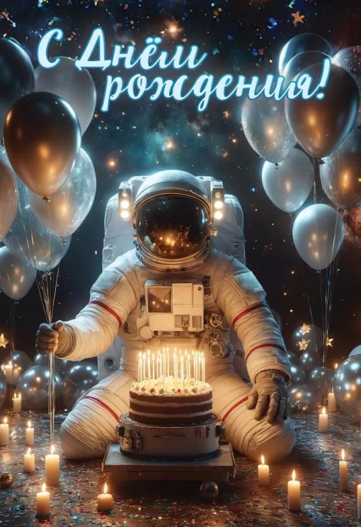 Открытка, С Днем Рождения! (космонавт), 12,6*18,2 см - в магазине «ШарикClub»
