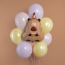 Шар (27''/69 см) Фигура, Капибара с тортиком - в магазине «ШарикClub»