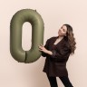 Шар (40''/102 см) Цифра, 0 Slim, Оливковый, Матовый - в магазине «ШарикClub»