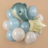 Шар (18''/46 см) Звезда, Happy Birthday (звездочки), Кремовый, Сатин - в магазине «ШарикClub»