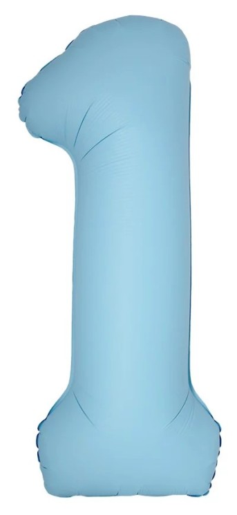 Шар (40''/102 см) Цифра, 1 Slim, Светло-голубой, Матовый - в магазине «ШарикClub»