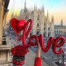 Шар (41''/104 см) Фигура, Надпись "Love", Красный - в магазине «ШарикClub»